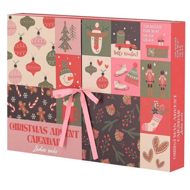Apollo Dames sokken adventskalender 12-paar kerst giftbox 000130995001-36 large Apollo Dames sokken adventskalender 12-paar kerst giftbox 000130995001-36 large