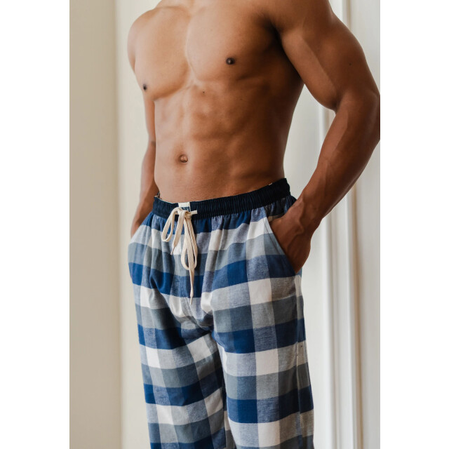 Phil & Co Heren pyjamabroek lang flanel geruit blauw PH-6168-02 large