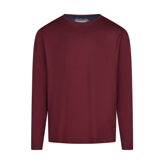 Phil & Co Lange heren pyjama set met flanellen pyjamabroek bordeaux rood/blauw PH-6144-02 large