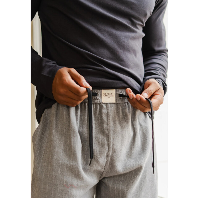 Phil & Co Lange heren pyjama set met flanellen pyjamabroek grijs PH-6145-02 large