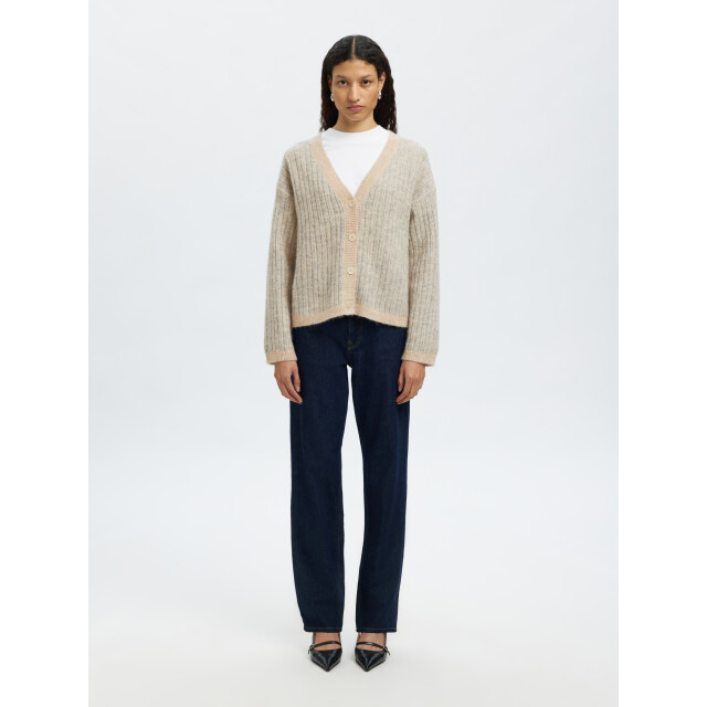 Selected Femme slfalva ls knit stripe v-cardigan 16099055 birch 06741.198.0069 large