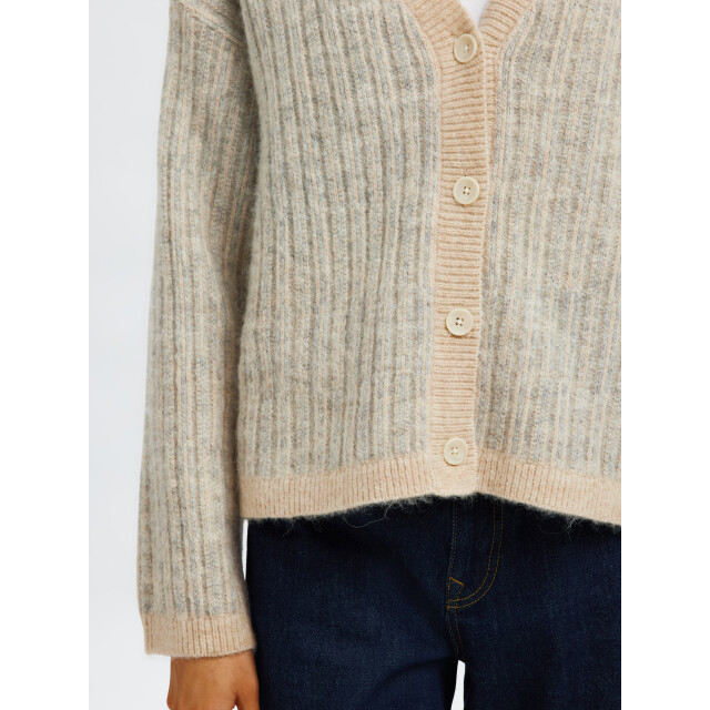 Selected Femme slfalva ls knit stripe v-cardigan 16099055 birch 06741.198.0069 large