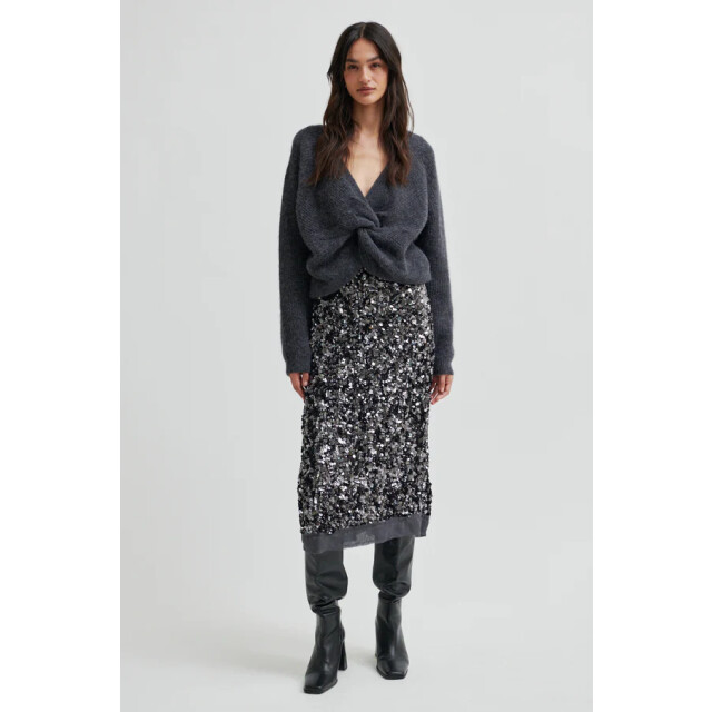 Second Female pullover flare knit 7003 dark grey melange 06711.970.0002 large