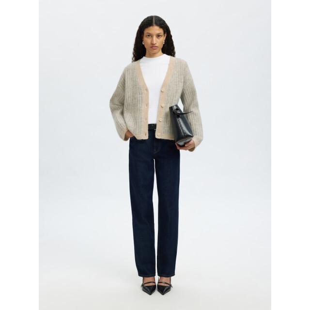 Selected Femme slfalva ls knit stripe v-cardigan 16099055 birch 06741.198.0069 large