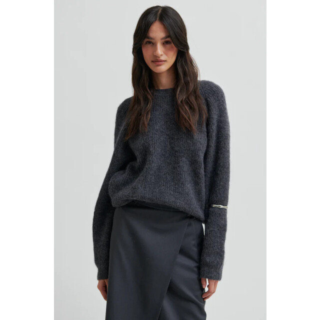 Second Female pullover flare knit 7003 dark grey melange 06711.970.0002 large