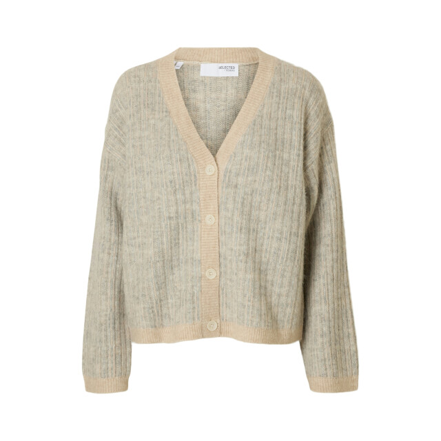Selected Femme slfalva ls knit stripe v-cardigan 16099055 birch 06741.198.0069 large