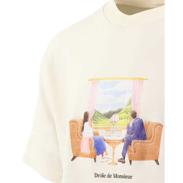 Drole De Monsieur Heren le t-shirt voyage C-TS156-CO002-CREAM large