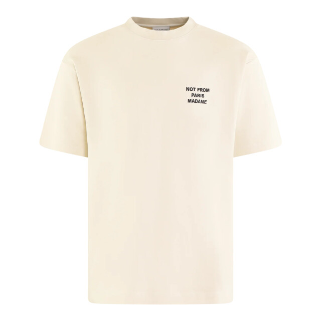 Drole De Monsieur Heren le t-shirt slogan PERM-TS203-CO002-MT-MASTIC large