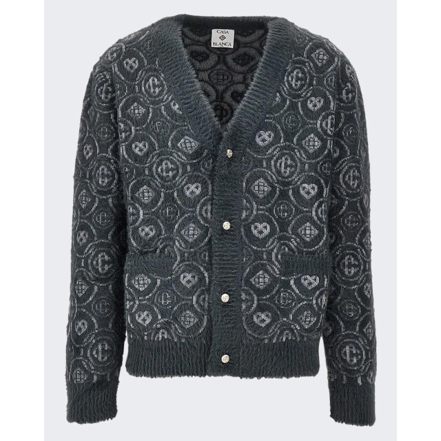 Casablanca Heren fluffy monogram cardigan M-AW25-KW-1094-01 large