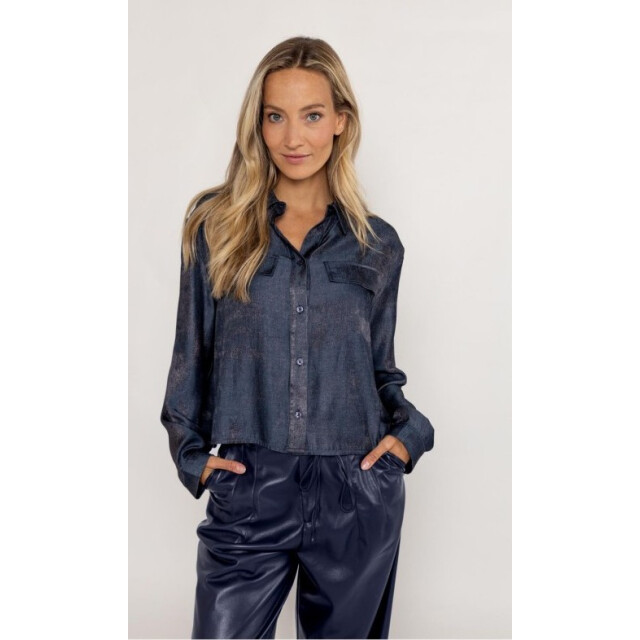 Poools Shiny blouse 533147 navy 533147-P793 large