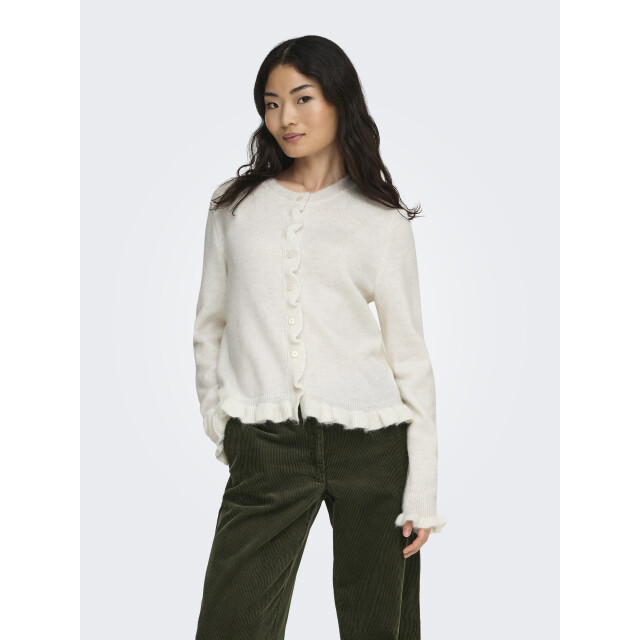 Jacqueline de Yong letty l/s on frill cardigan knt 15363485 birch 06741.198.0076 large