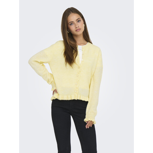 Jacqueline de Yong letty l/s on frill cardigan knt 15363485 pastel yellow 06741.440.0001 large