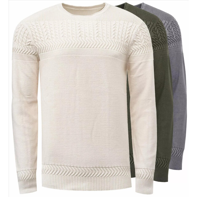 Rusty Neal Rustyneal herenshirt sweater ivoor ronde hals 13393 large