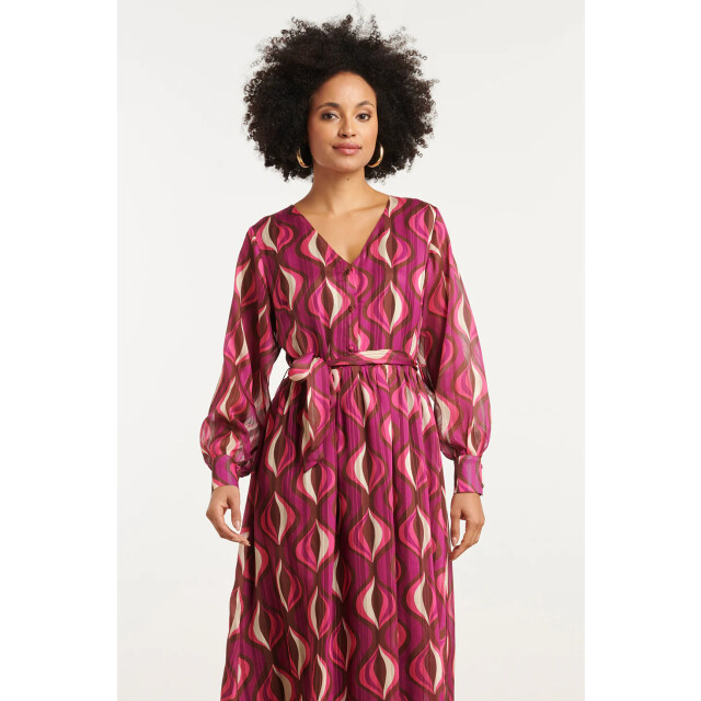 Smashed Lemon 25773 – chiffon maxi jurk met lurex detail | 8720331407942 large