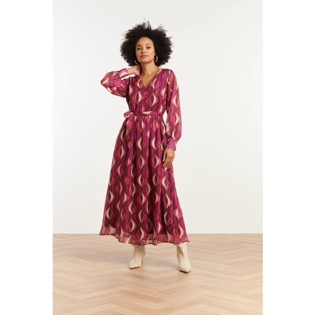 Smashed Lemon 25773 – chiffon maxi jurk met lurex detail | 8720331407942 large