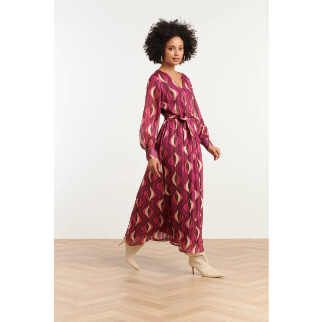 Smashed Lemon 25773 – chiffon maxi jurk met lurex detail | 8720331407942 large