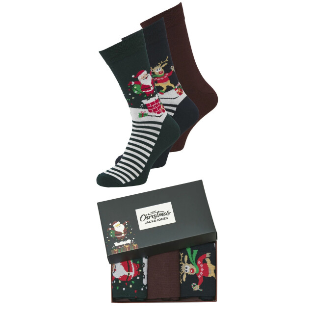 Jack & Jones Jongens kerst sokken jacsnowy giftbox 3-pack print 12287192-Black large