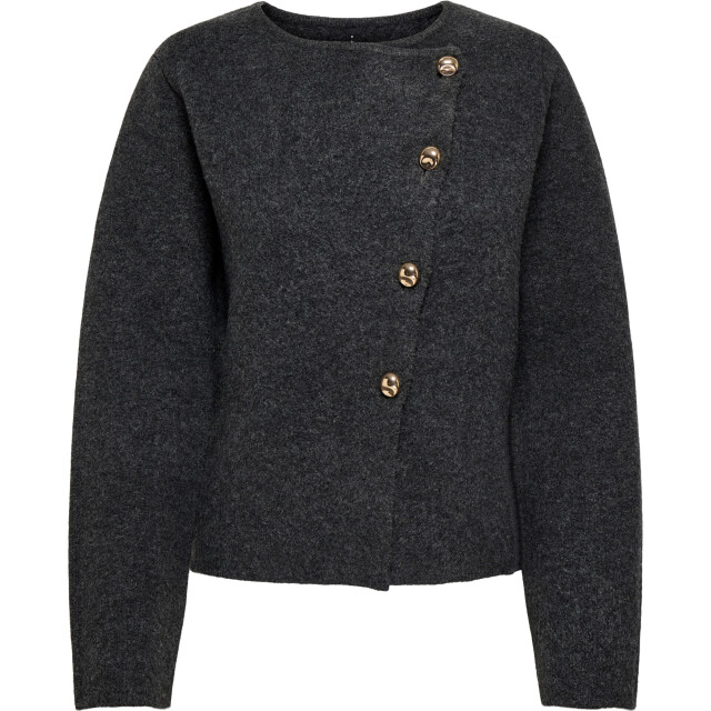 Only Onlmella life ls button jacket knt dark grey melan 15365335-179074002 large