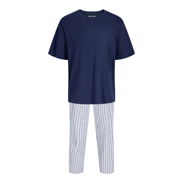 Jack & Jones Heren pyjama set lange pyjamabroek jacflorence blauw/wit geblokt 12282813-Ocean Cavern large