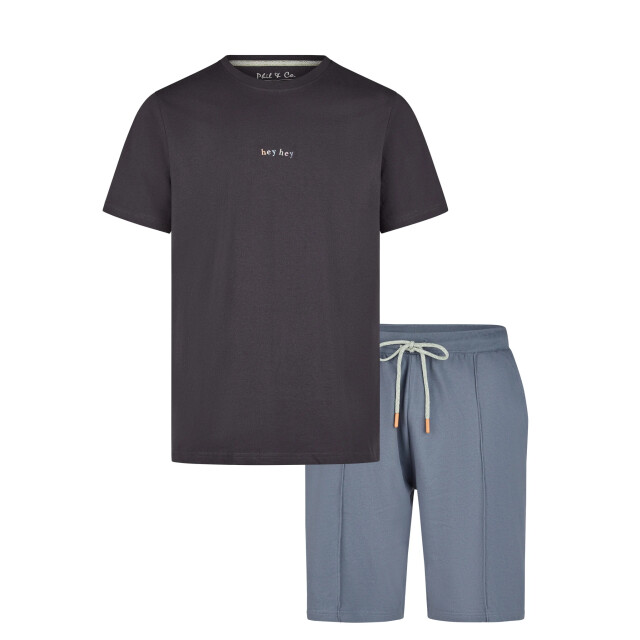 Phil & Co Heren shortama korte pyjama set grijs heyhey PH-544-02 large
