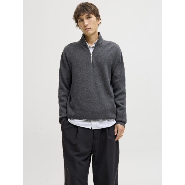 Jack & Jones Jprblamilano stitch knit half zip sn antraciet 5219.85.0030 large