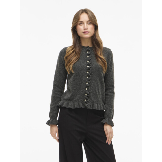 Vila Vijacia o-neck ls frill knit cardibfs melee 4249.87.0033 large