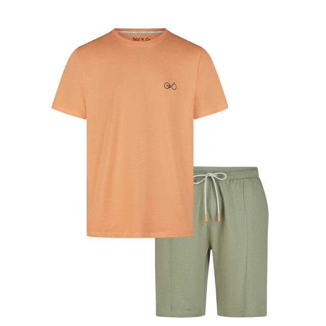 Phil & Co Heren shortama korte pyjama set oranje fiets PH-541-02 large