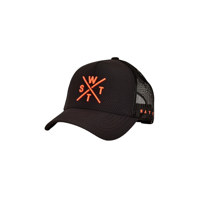 WATTS Unisex cap tribe logo effen carbon donkergrijs/neon oranje 1TRIBE large