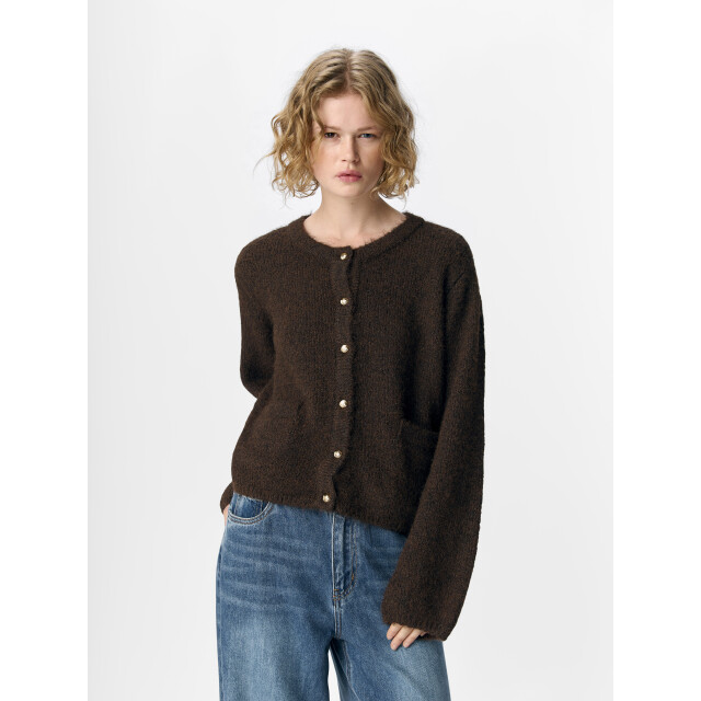 Object objsaggia re l/s knit cardigan noos 23046886 seal brown 06712.840.0147 large