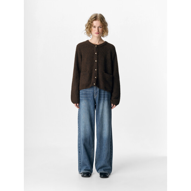 Object objsaggia re l/s knit cardigan noos 23046886 seal brown 06712.840.0147 large