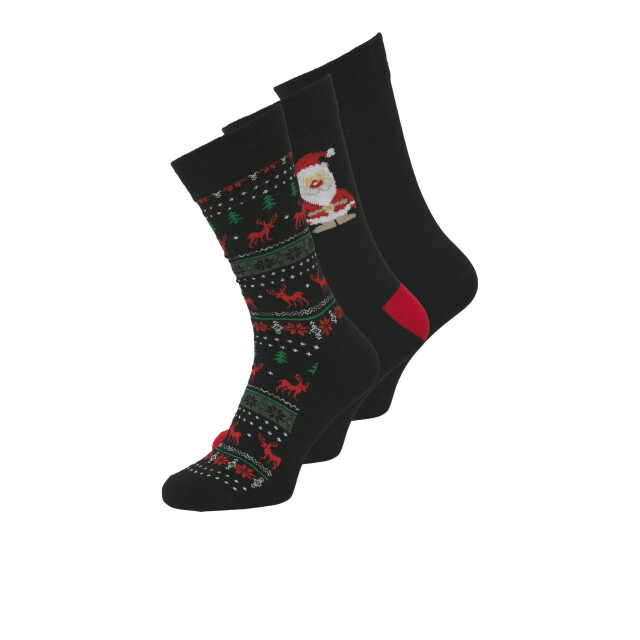 Jack & Jones Heren kerst sokken jacxmas reindeer giftbox 3-pack zwart 12285129 large