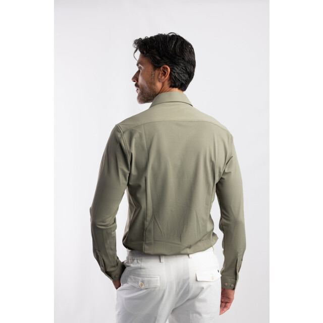 Blue Industry Het uni stretch overhemd | 6004.52-KHAKI large