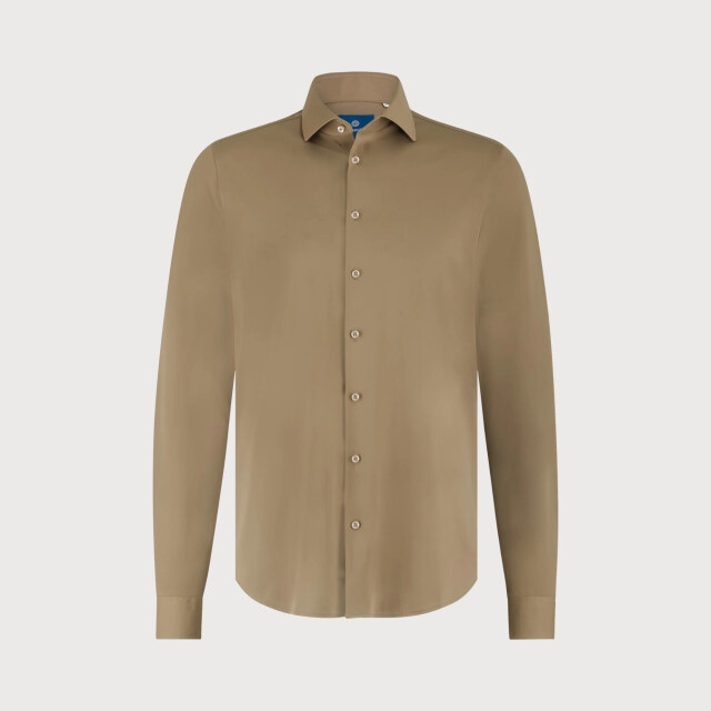 Blue Industry Het uni stretch overhemd | 6004.52-SEPIA large