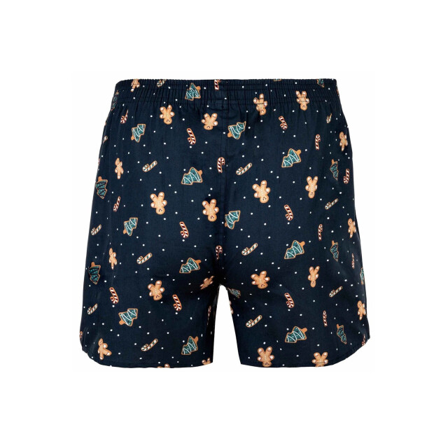 Happy Shorts Wijde kerst boxershort heren snowman + gingerbread blauw HS-1194 large