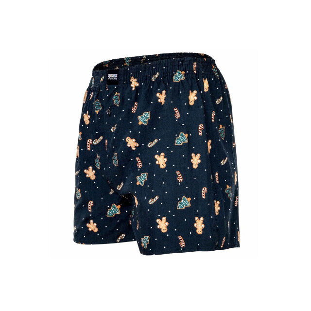 Happy Shorts Wijde kerst boxershort heren snowman + gingerbread blauw HS-1194 large