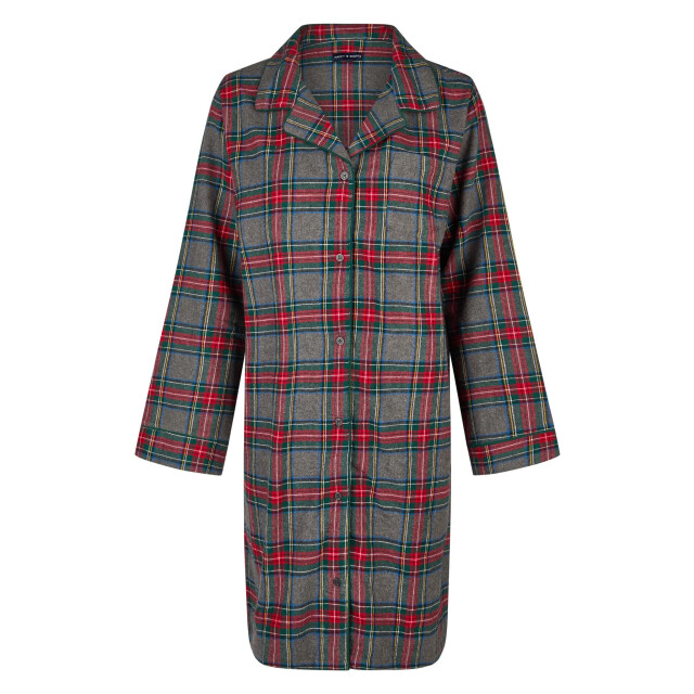 Happy Shorts Dames nachthemd lange mouw flanel rood/grijs geruit HS-1205-HSW-25-15 large