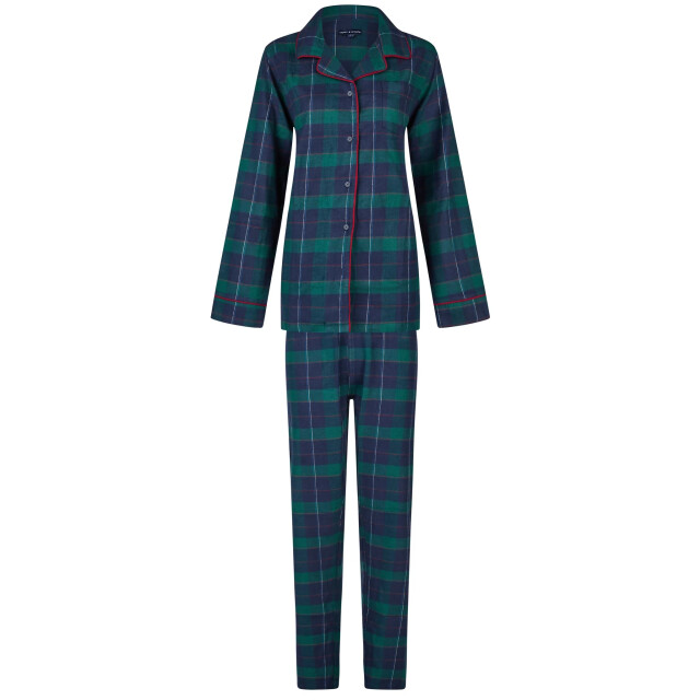 Happy Shorts Dames kerst pyjama set shirt + broek blauw/groen geruit flanel HS-1203-HSW-25-9 large