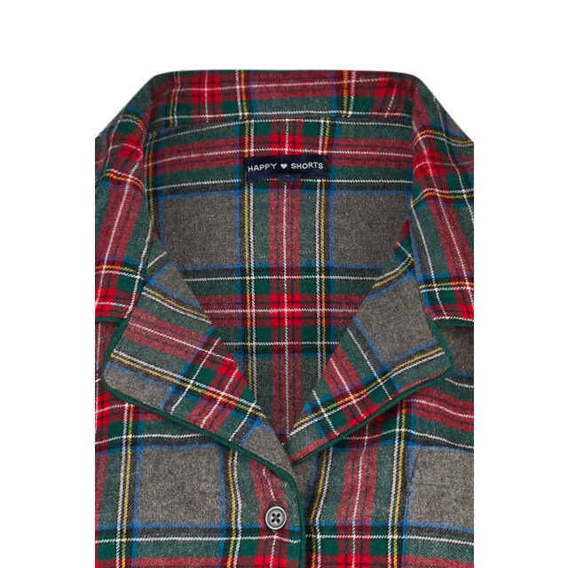 Happy Shorts Dames nachthemd lange mouw flanel rood/grijs geruit HS-1205-HSW-25-15 large