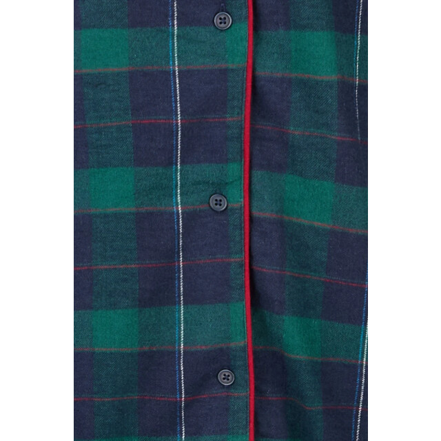 Happy Shorts Dames nachthemd lange mouw flanel donkerblauw/groen geruit HS-1205-HSW-25-14 large