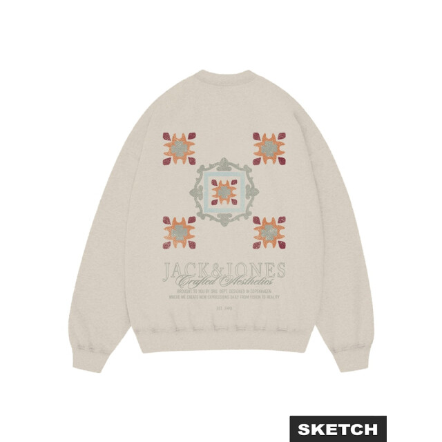 Jack & Jones Jorbleecker aop box sweat crew neck off-white 5209.02.0005 large