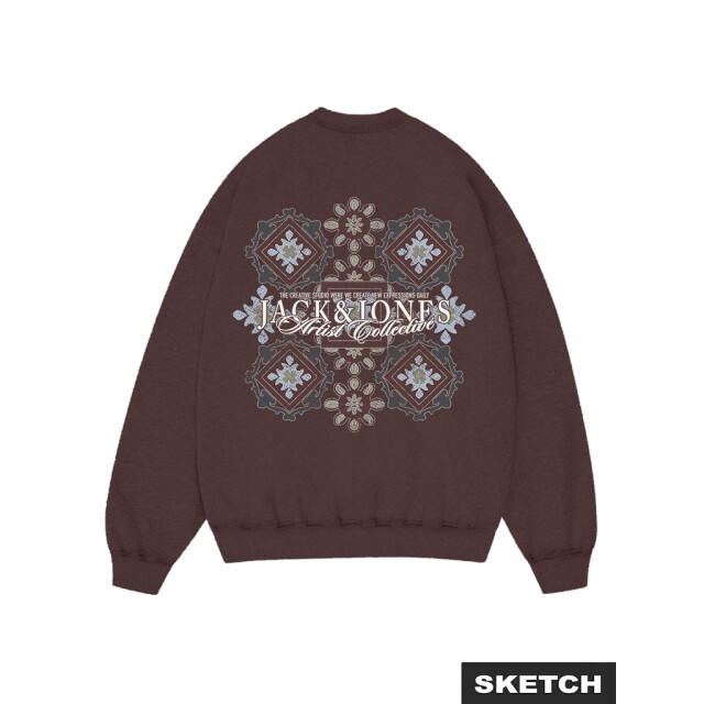 Jack & Jones Jorbleecker aop box sweat crew neck bordeaux 5209.47.0005 large