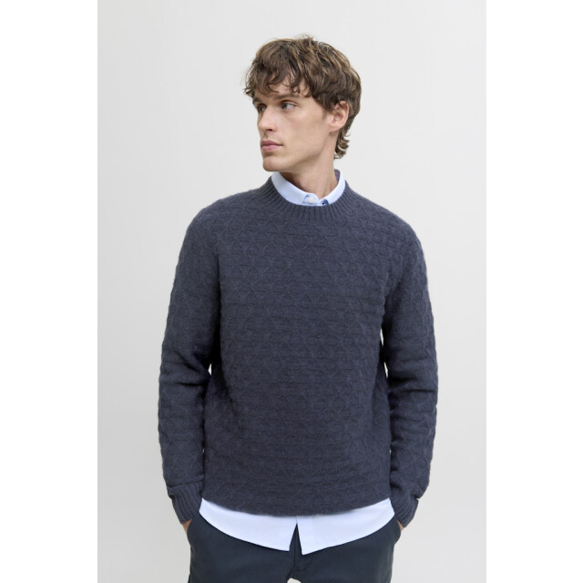 Jack & Jones Jprblasimon structure knit crew neck ln navy 5219.37.0030 large