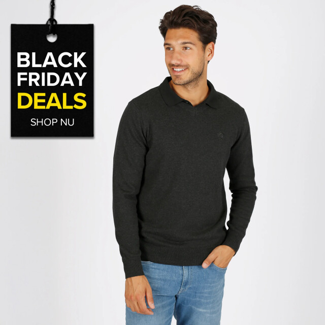 Q1905 Trui heemskerk zwart/ antraciet QM2354319-130-1 large