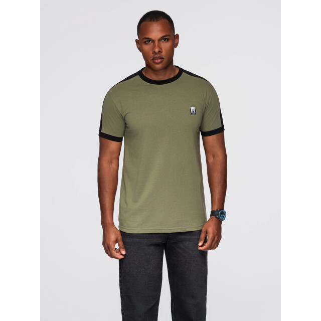 Ombre t-shirt heren olijf met bies TSCT-0115-1-1 large