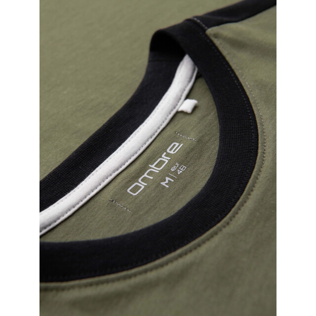 Ombre t-shirt heren olijf met bies TSCT-0115-1-1 large