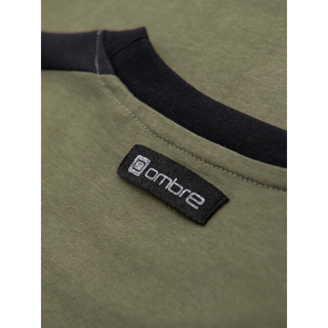 Ombre t-shirt heren olijf met bies TSCT-0115-1-1 large
