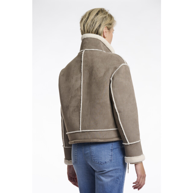 Rino & Pelle faux suede jacket with fur lining beck.7002511 pebble 06111.820.0150 large