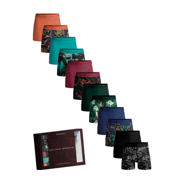 Muchachomalo Heren 12-pack boxershorts print/effen U-GOLDEN1010-14 large