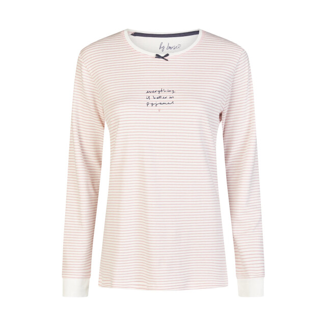 By Louise Dames winter pyjama set lang interlock wit/blauw gestreept/gestipt BL-6149-02 large