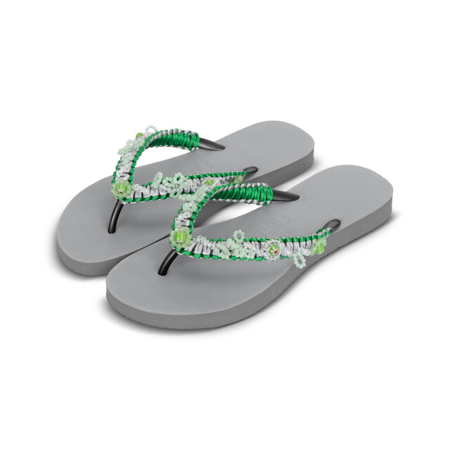 Uzurii Macrame green blossom zilver dames slippers, , maat: 18.327.41 large